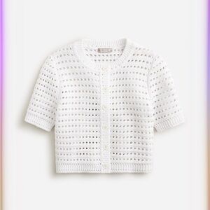 White Crochet Button-Up Cardigan